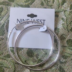 Nine West Large  Silver Hoop Earrings